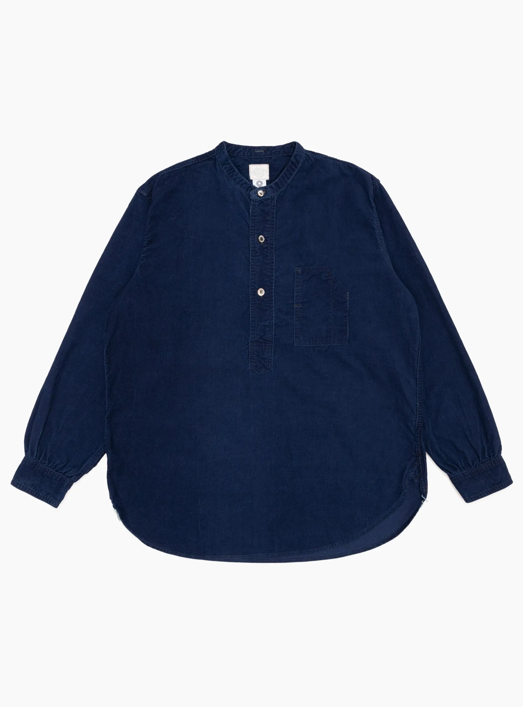 Band Collar Shirt Cotton Corduroy Indigo<Post O'Alls Outlet
