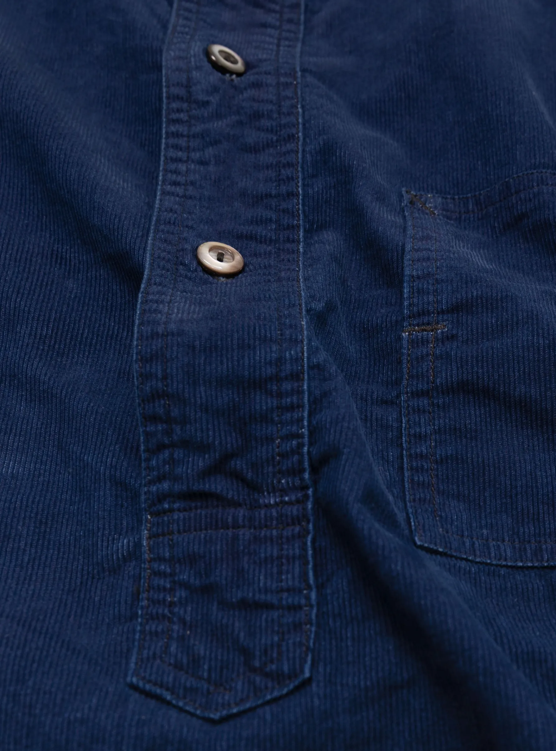 Band Collar Shirt Cotton Corduroy Indigo<Post O'Alls Outlet