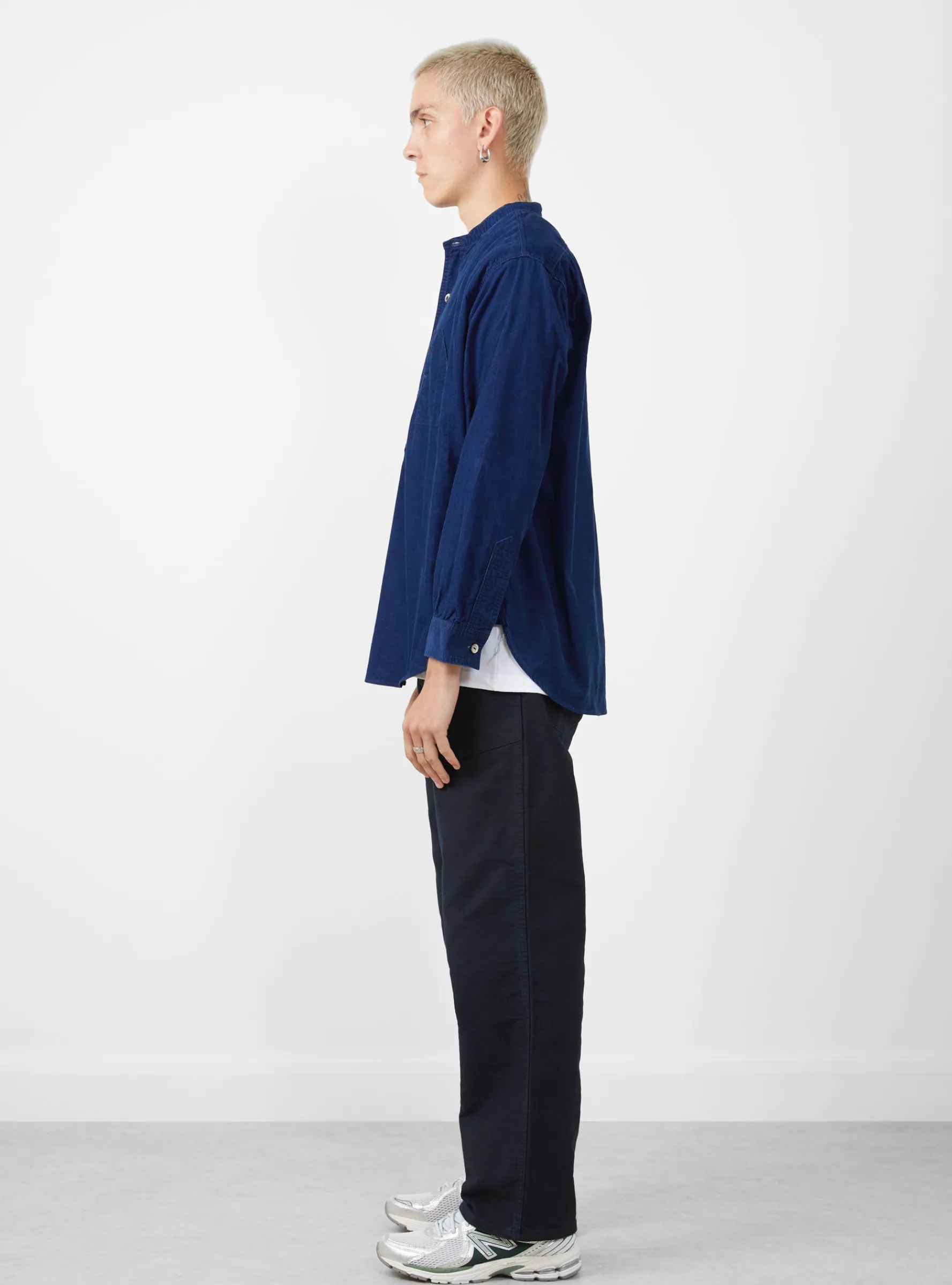 Band Collar Shirt Cotton Corduroy Indigo<Post O'Alls Outlet