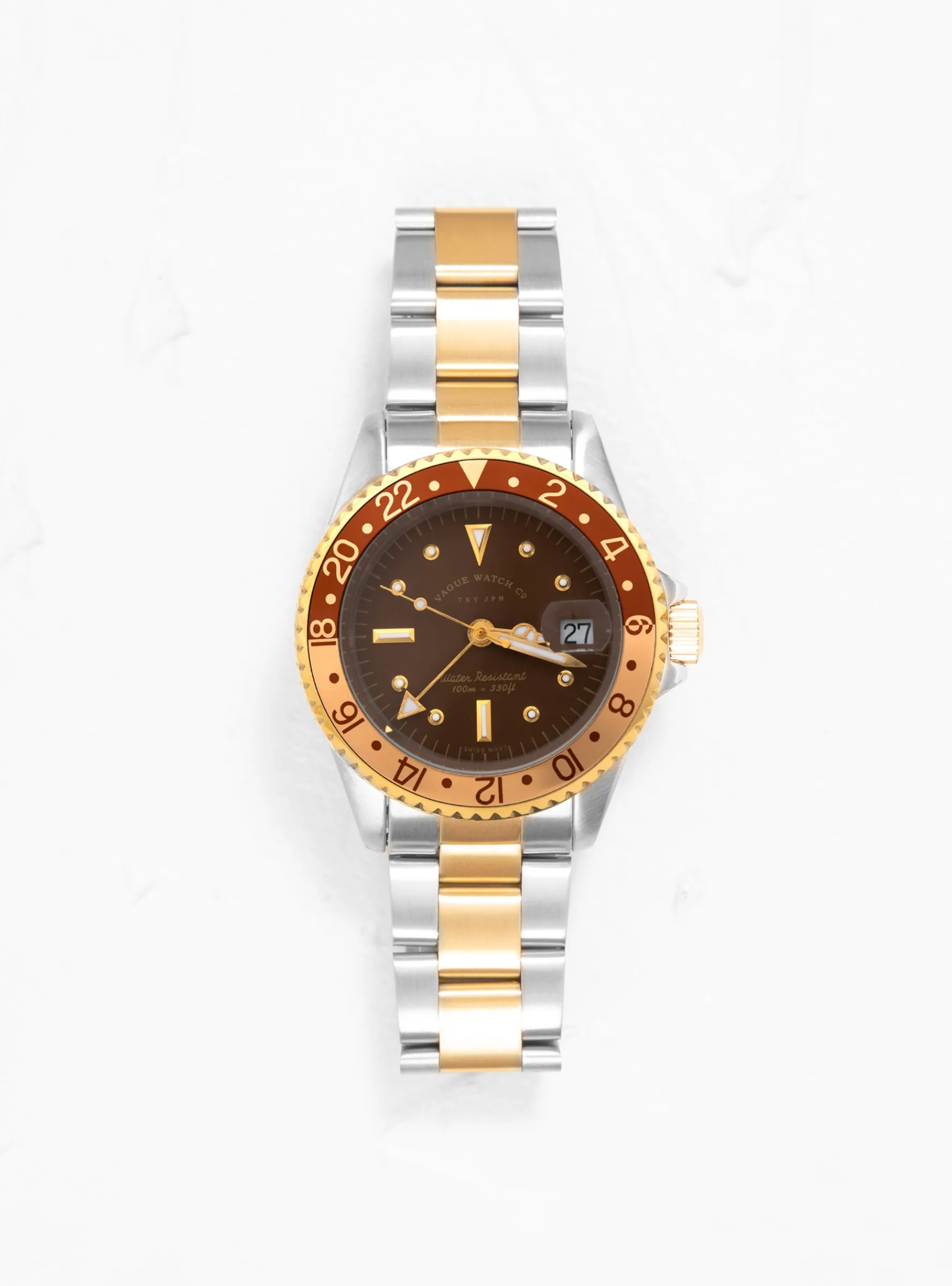 BRWN GMT 40 Diver Watch Brown, Gold & Silver<Vague Watch Co. Sale