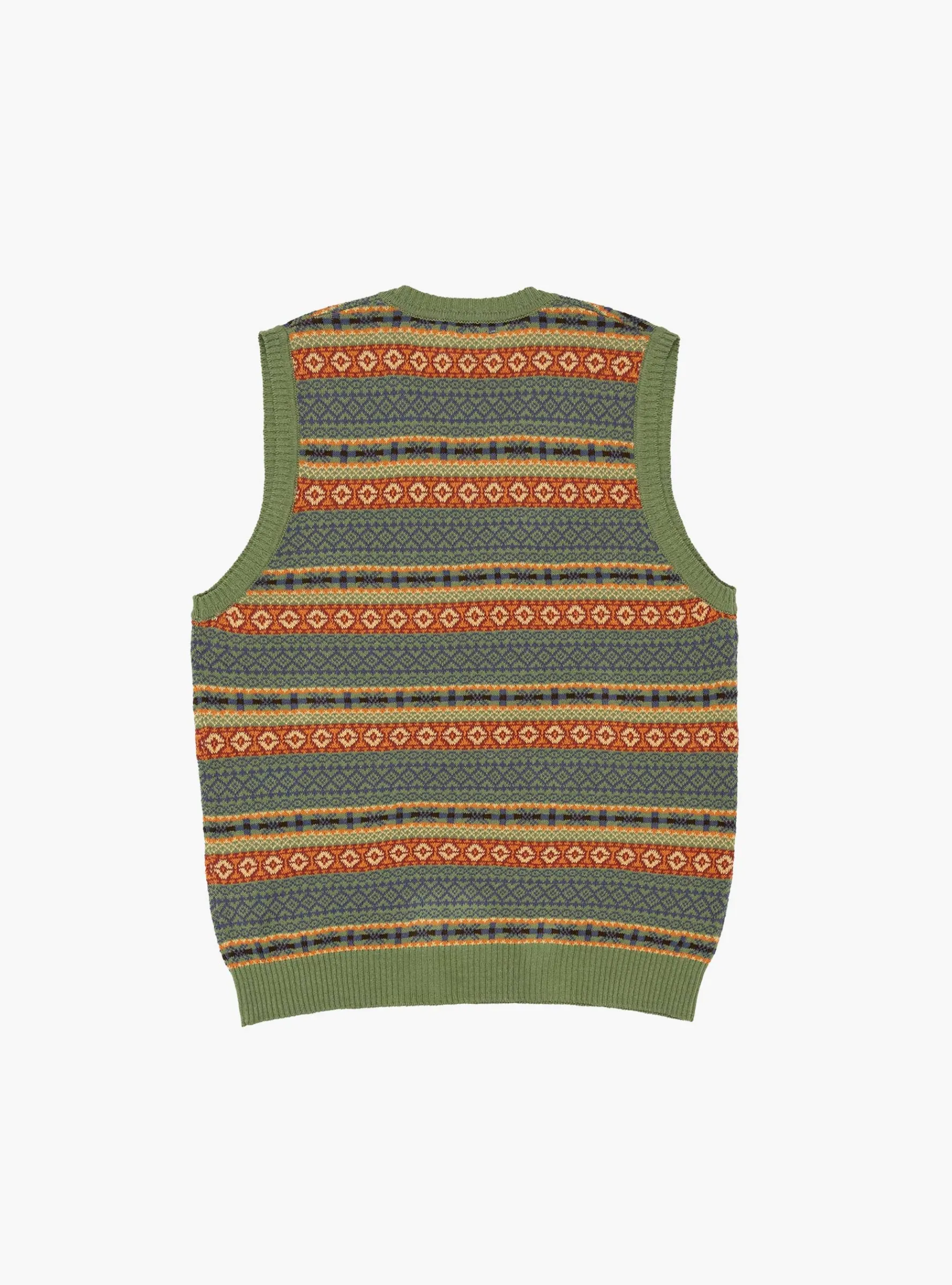 Cotton/Linen Vest Fair Isle Pattern<Beams Plus Hot