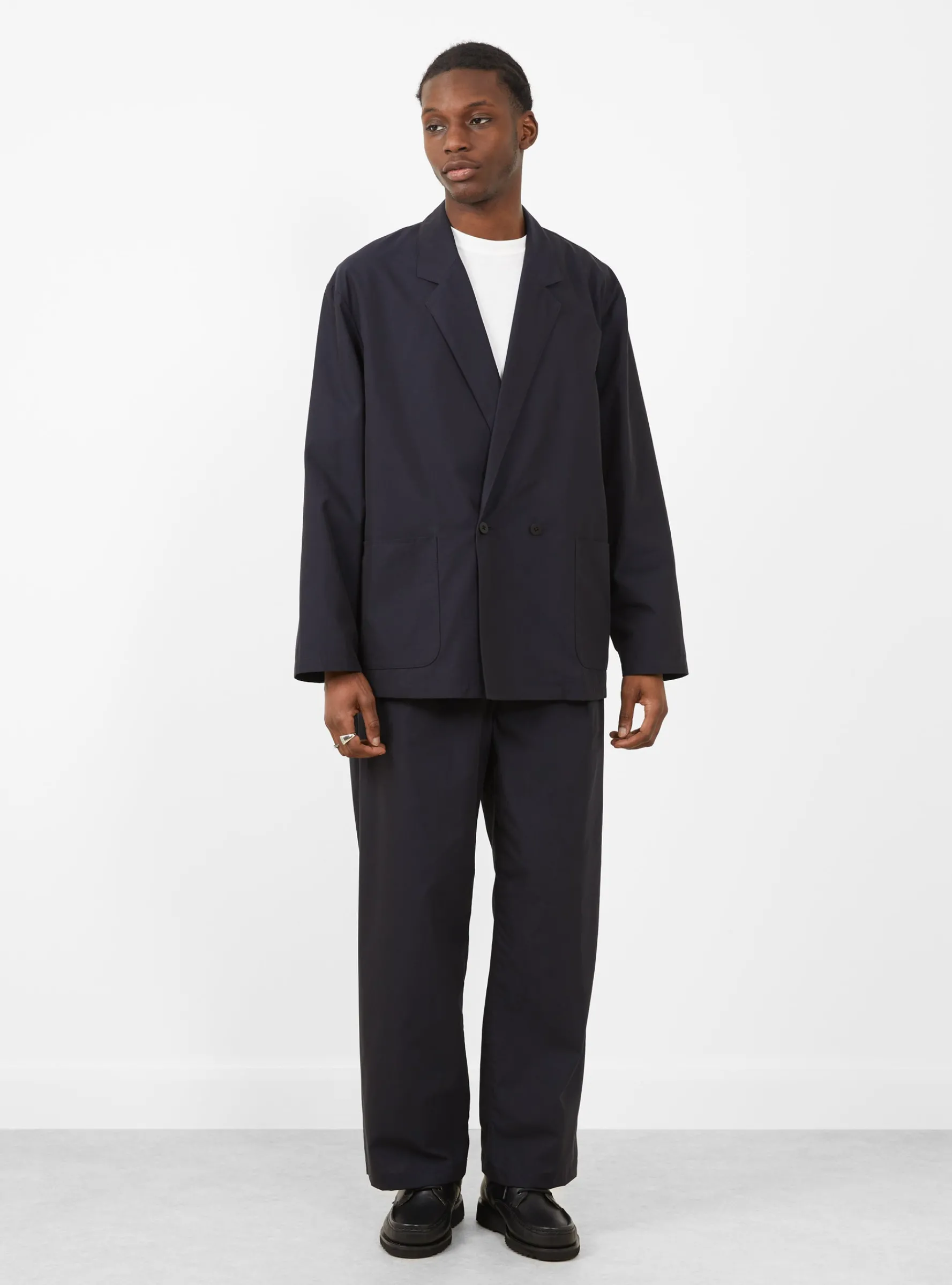 Cupro Mixed Straight Pants Dark Navy<Still By Hand Clearance