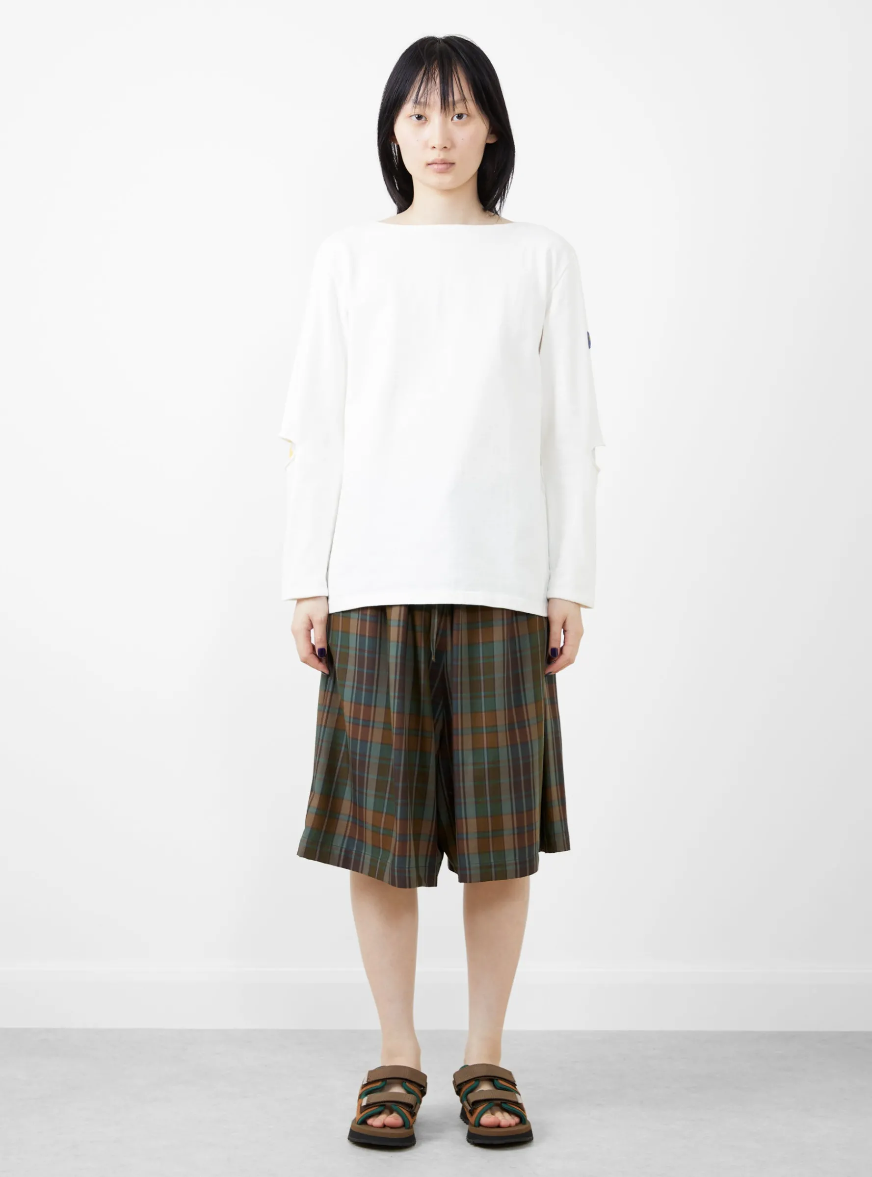 Densed Jersey Elbow-Rip Boatneck LS Tee White<Kapital Discount