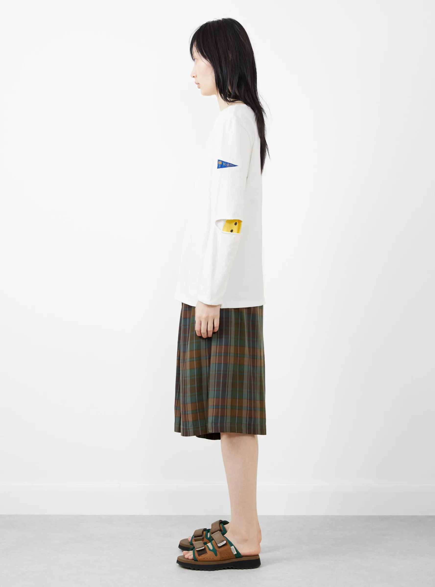 Densed Jersey Elbow-Rip Boatneck LS Tee White<Kapital Discount