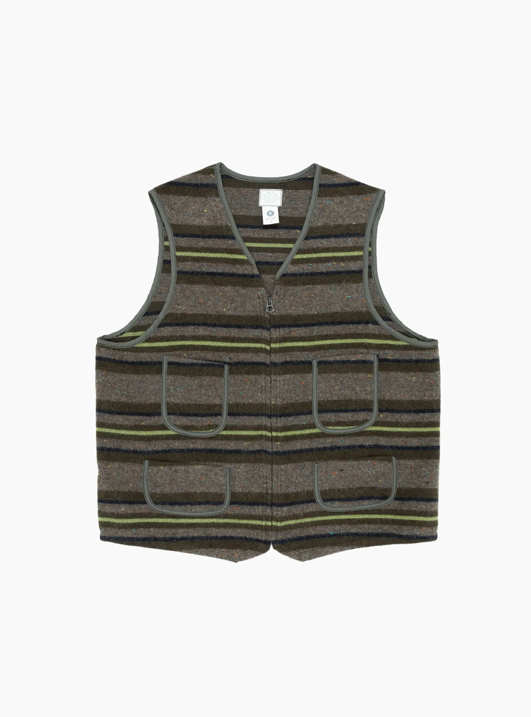Fleece Vest Trashed Wool Green Stripe<Post O'Alls Hot
