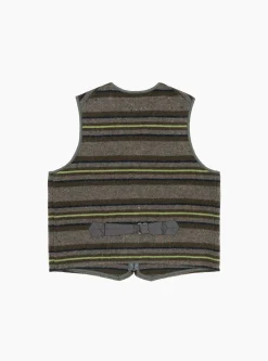 Fleece Vest Trashed Wool Green Stripe<Post O'Alls Hot