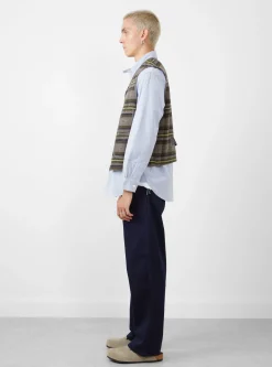 Fleece Vest Trashed Wool Green Stripe<Post O'Alls Hot