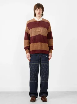 5G Cotton Knit Rugger Shirt Brown and Red<Kapital Online