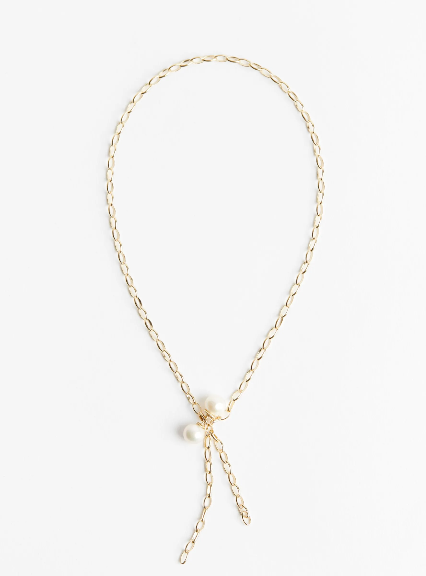 Gold Chain with Pearl Ball Piercing Necklace<BEATRIZ PALACIOS Hot