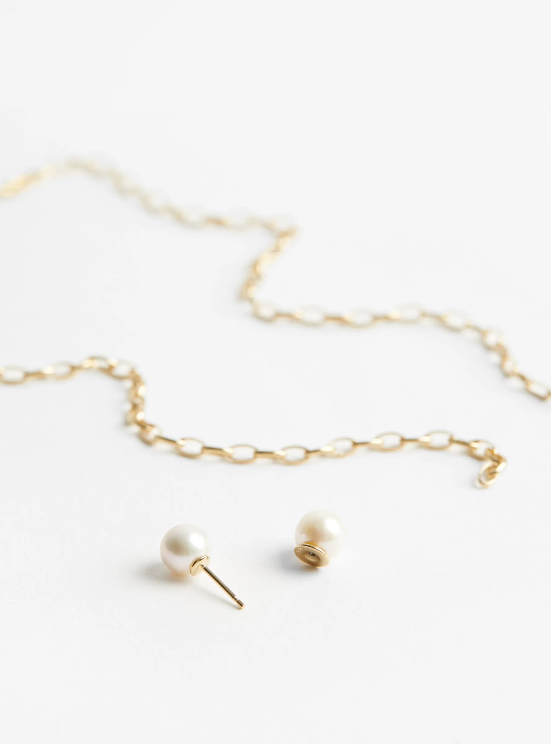 Gold Chain with Pearl Ball Piercing Necklace<BEATRIZ PALACIOS Hot