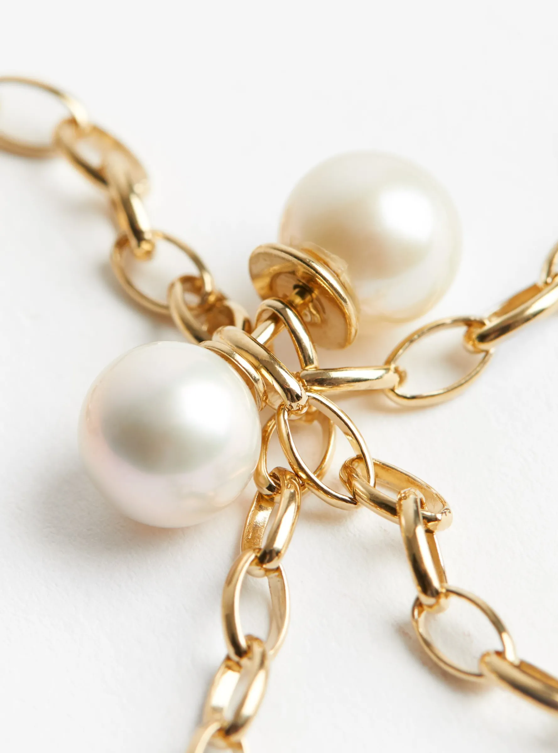 Gold Chain with Pearl Ball Piercing Necklace<BEATRIZ PALACIOS Hot