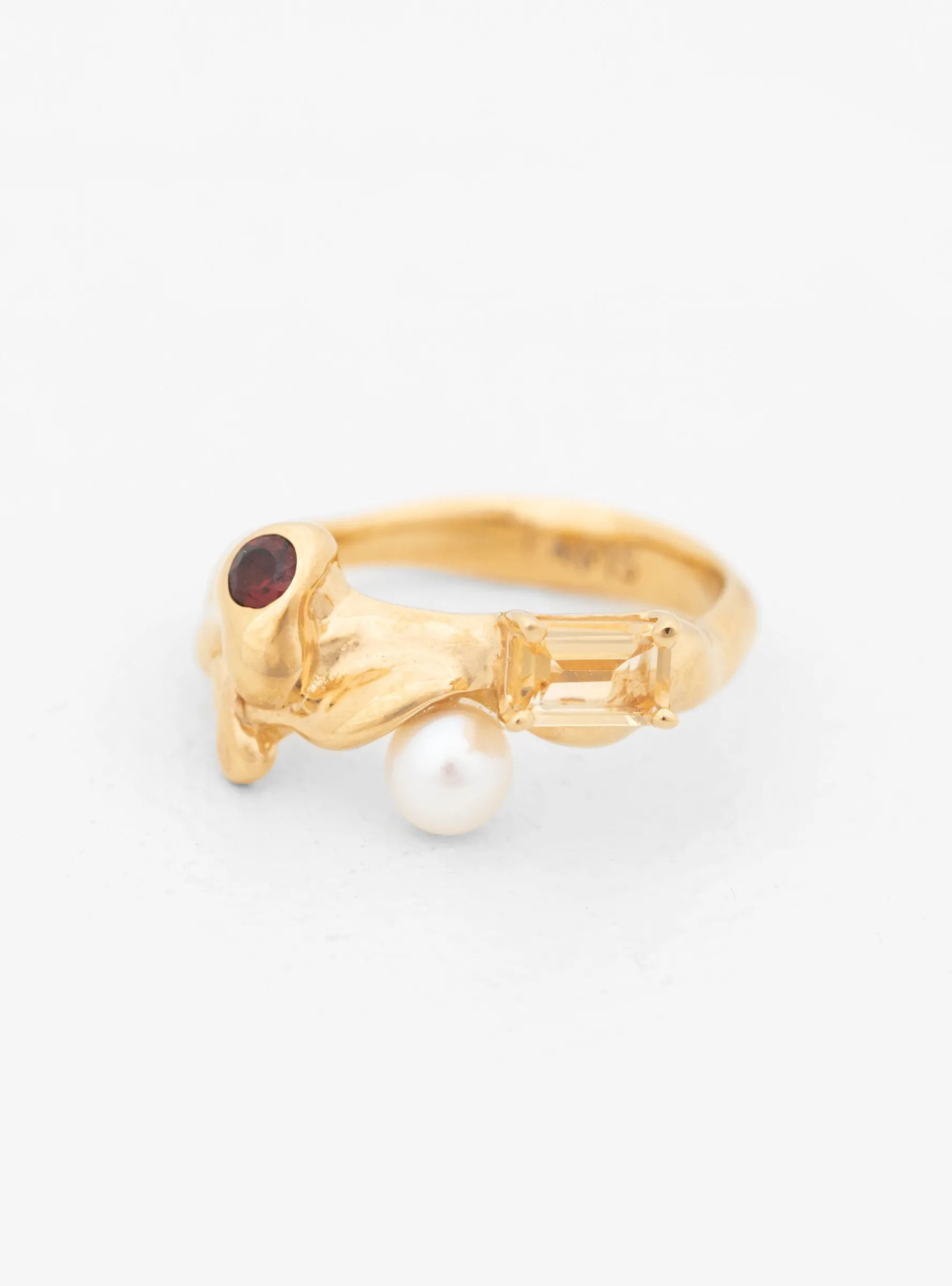 Menage Gold-Plated Ring Citrine & Garnet<Faris Fashion