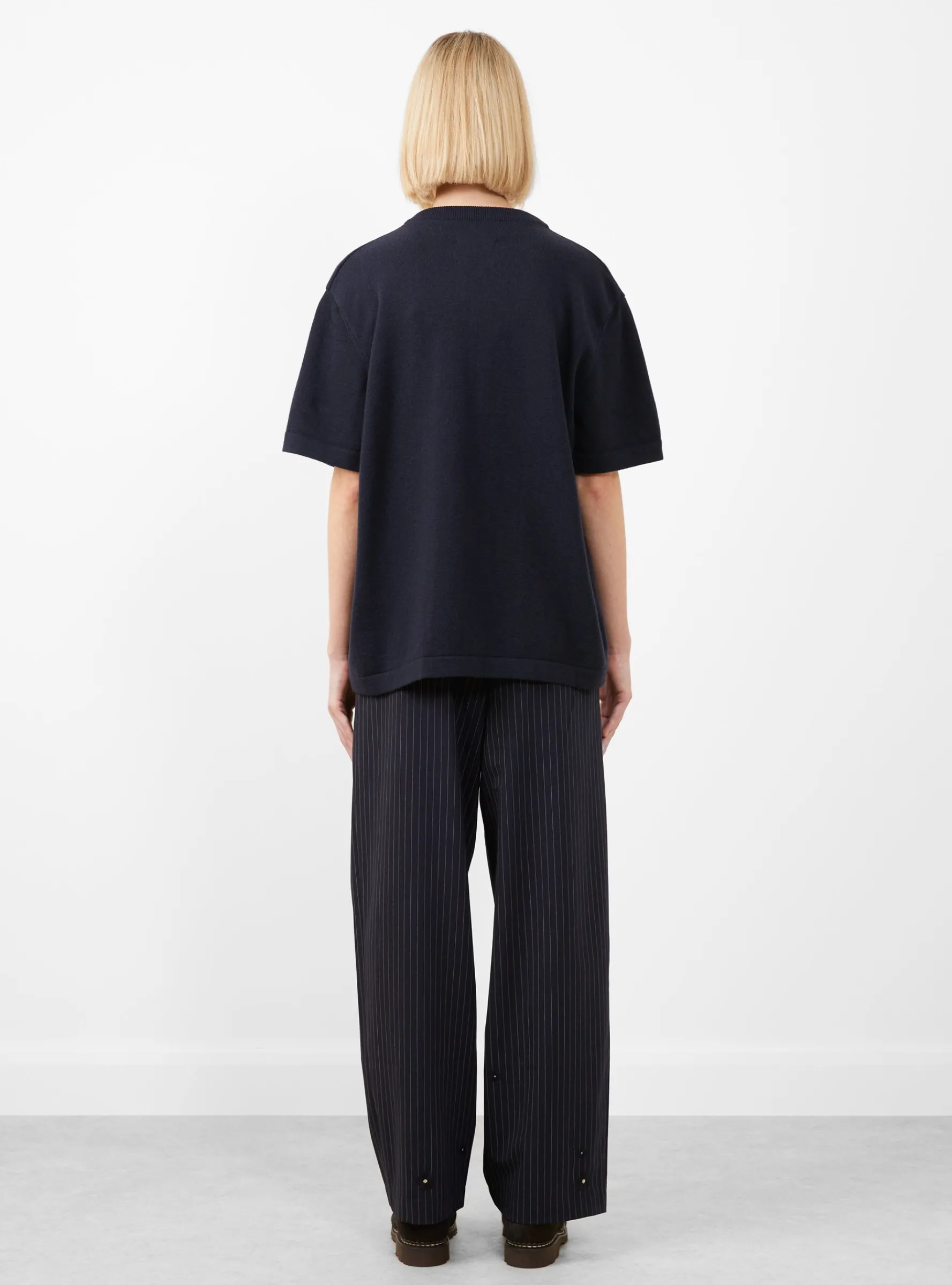 Merino Wool Beaded T-Shirt Navy<Cordera Discount