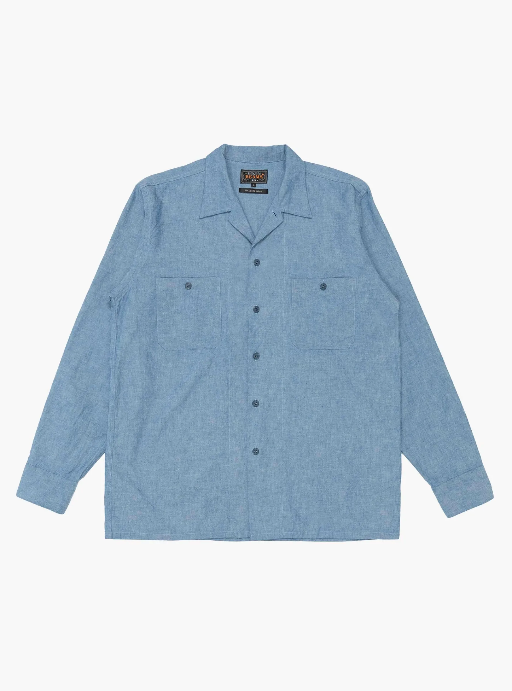 MIL Open Collar Chambray Shirt Sax<Beams Plus Online