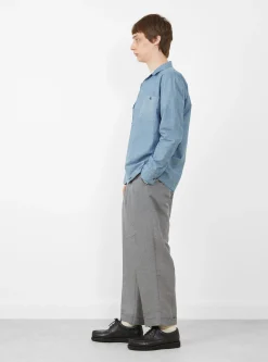 MIL Open Collar Chambray Shirt Sax<Beams Plus Online
