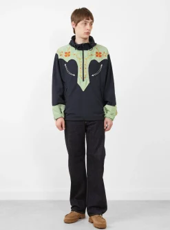 Nylon Taffeta 2TONES Tennessee Cactus Flower Parka Black and Mint<Kapital Fashion