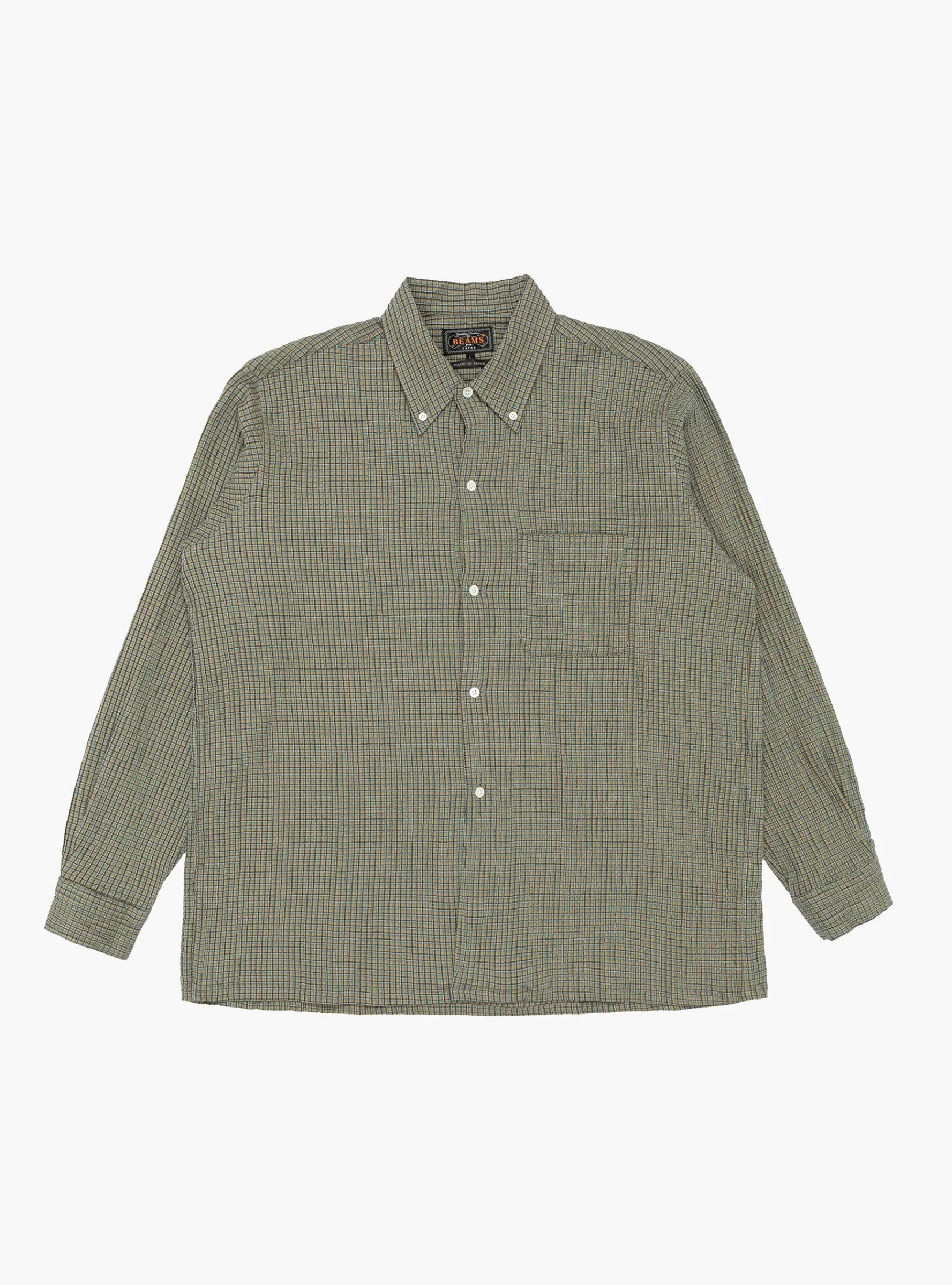 Open B.D. Plaid Shirt Olive<Beams Plus New