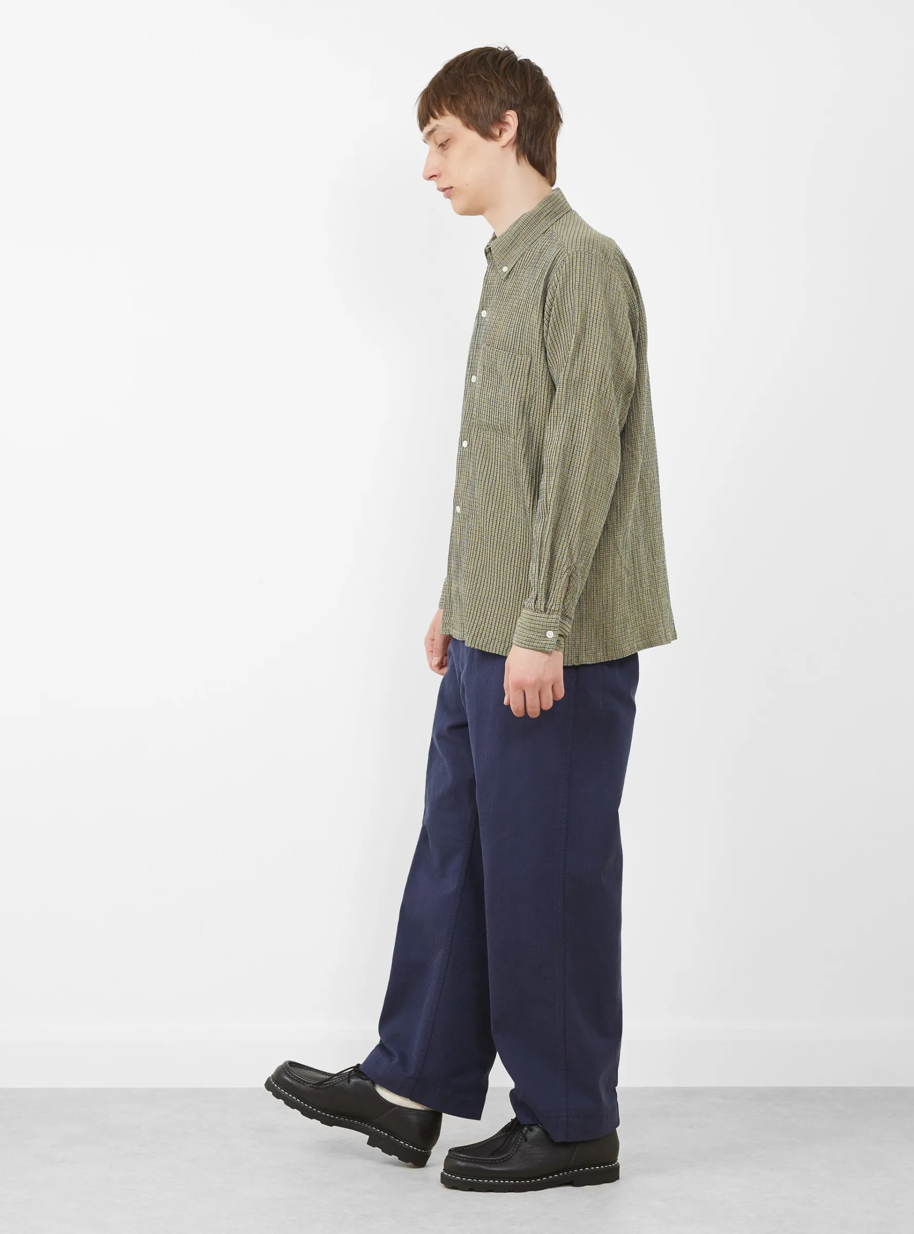 Open B.D. Plaid Shirt Olive<Beams Plus New