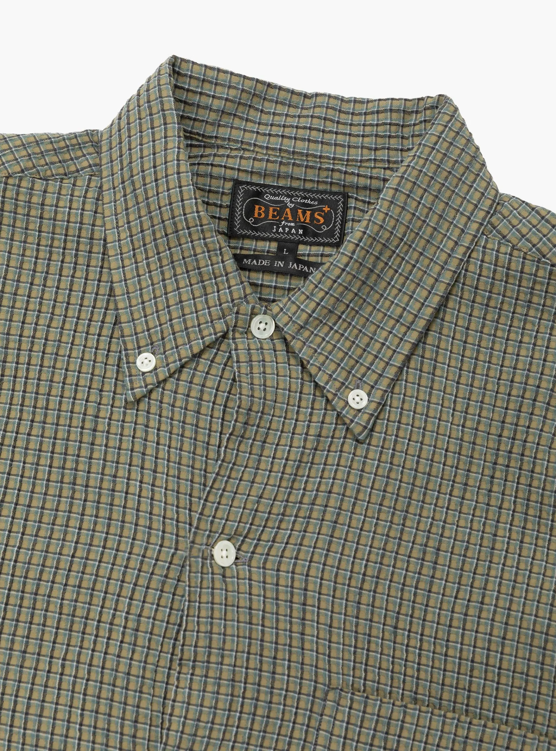 Open B.D. Plaid Shirt Olive<Beams Plus New