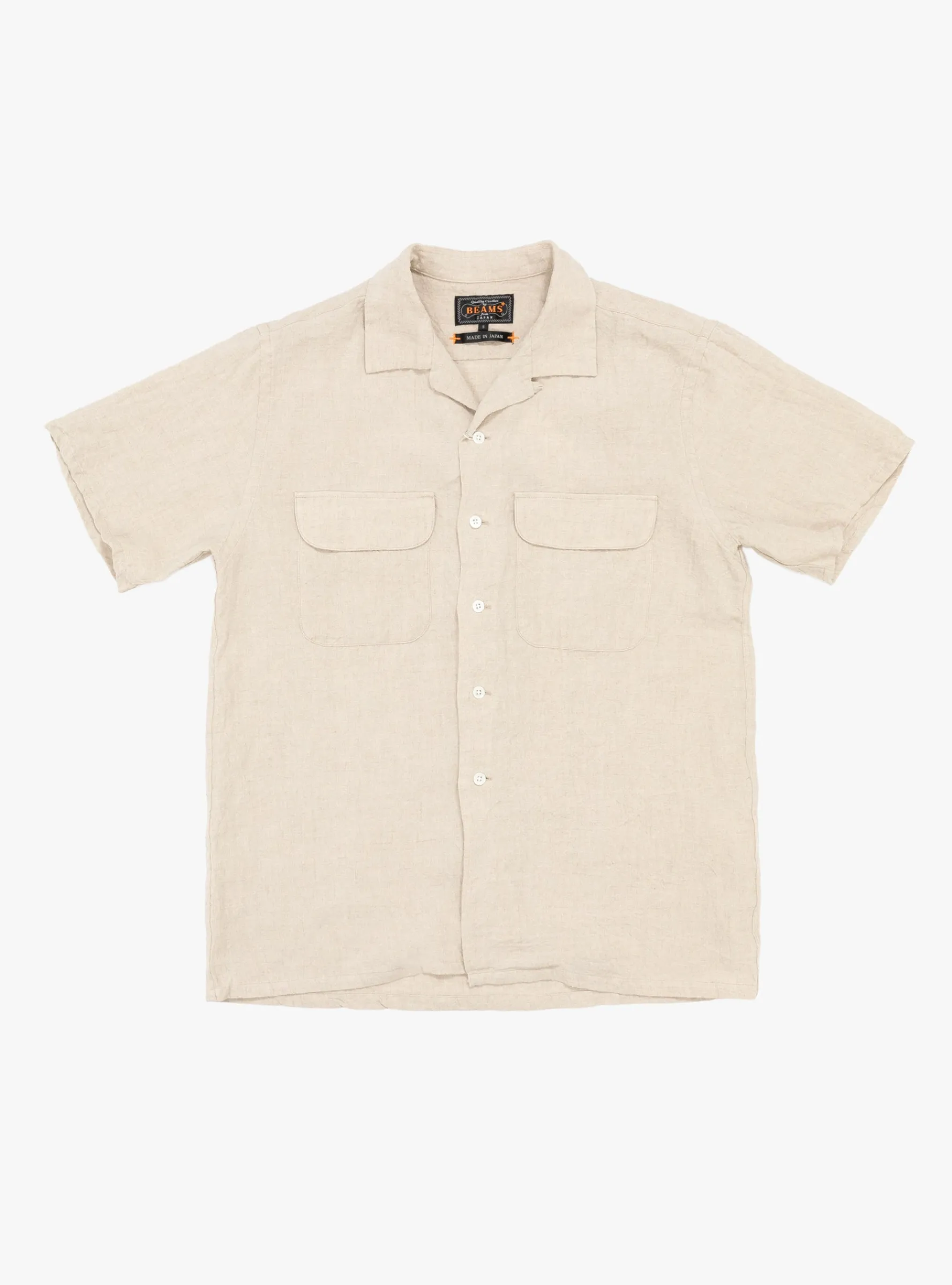 Open Collar 1/40 Linen Shirt Beige<Beams Plus Fashion