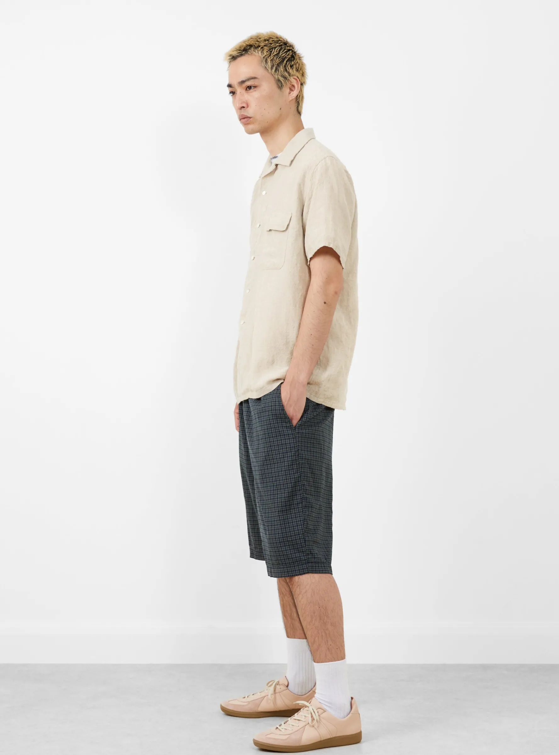 Open Collar 1/40 Linen Shirt Beige<Beams Plus Fashion
