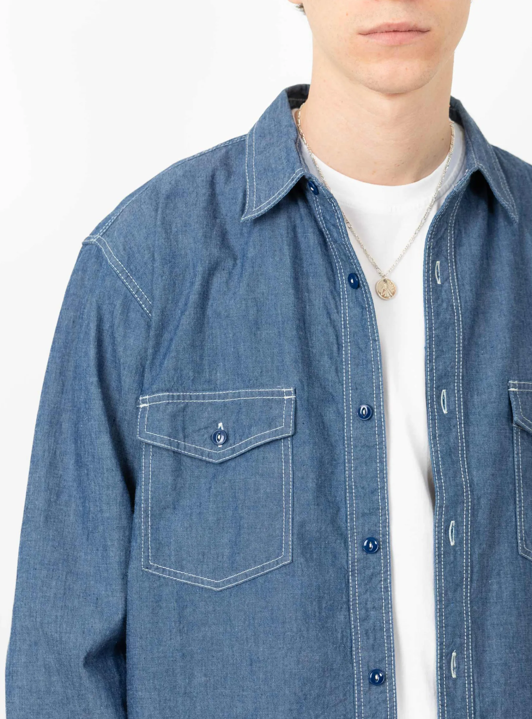 Rucker Chambray Shirt Blue<Pilgrim Surf + Supply Best