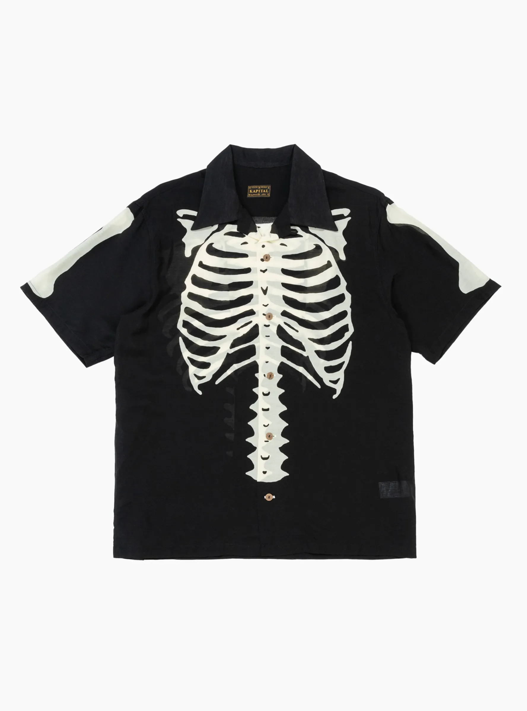 Silk Rayon BONE Aloha Shirt Black<Kapital Best