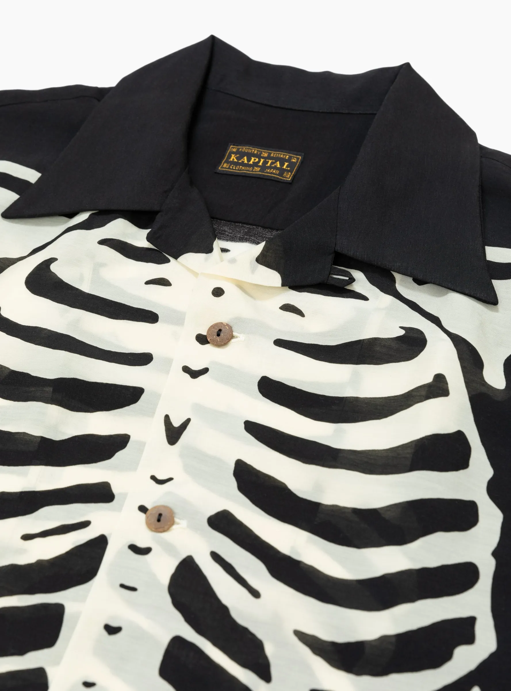 Silk Rayon BONE Aloha Shirt Black<Kapital Best