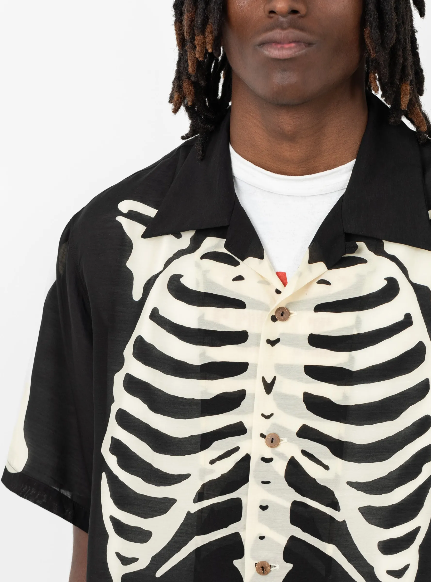 Silk Rayon BONE Aloha Shirt Black<Kapital Best