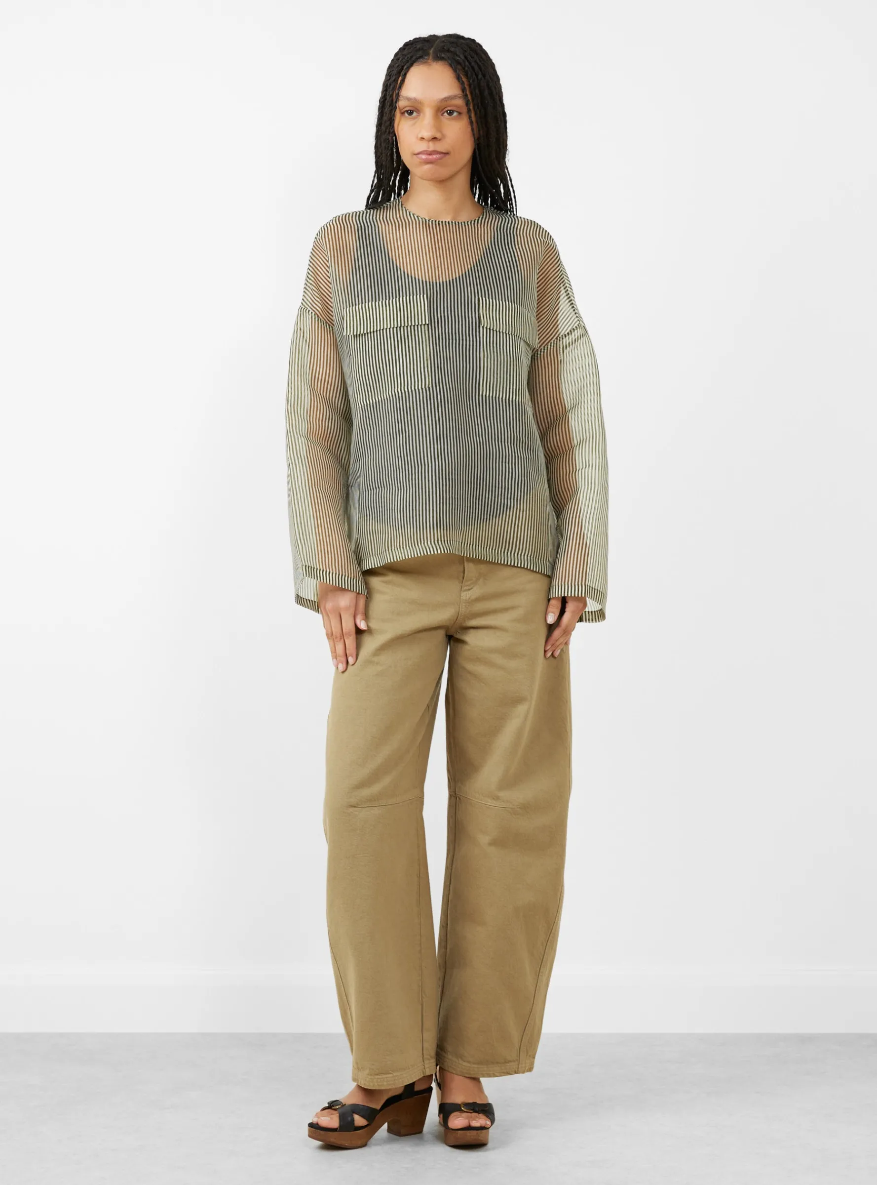 Tenoi Top Khaki Stripes<Christian Wijnants New