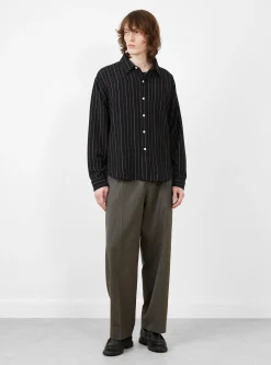 Vacation Shirt Black Textured Stripe<mfpen New