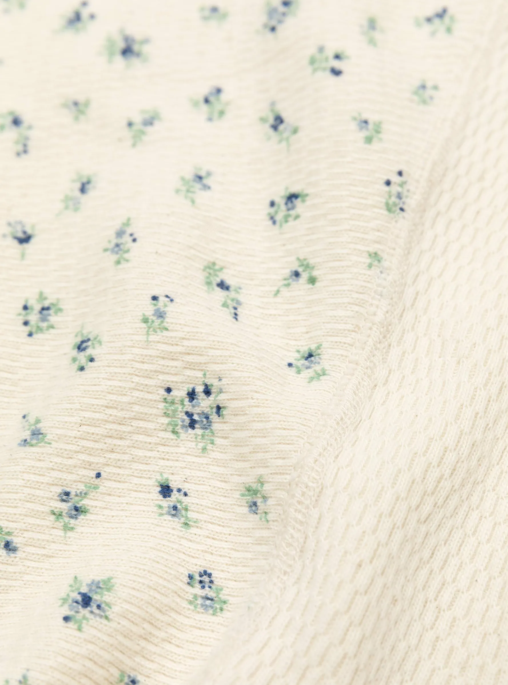 Waffle Jersey Calico Print 2TONES Long Sleeve T-Shirt Blue<Kapital Sale