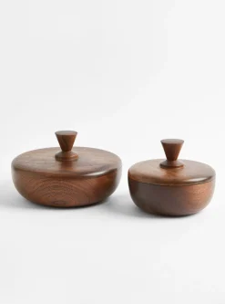 Walnut L Bowl Container - Triangle Knob<Small Goods Design New