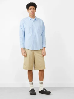 Oxford Farah Pocket L/S Shirt Blue<Farah Japan Sale